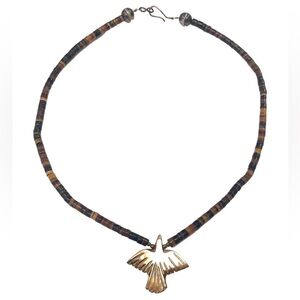 Native American Heishi Bead MOP Bird Navajo Pearls